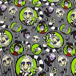 Beetlejuice Print 1 Yard x 60" Stretch Cotton Lycra Sewing Fabric